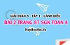 Giải bài 2 trang 87 Toán 8 Tập 1 SGK Cánh Diều
